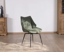 Lot de 2 chaises de repas design et enveloppantes "Niko" tissu vert kaki