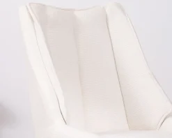 Lot de 2 chaises de repas en tissu blanc et pied pivotant en métal "Webber"