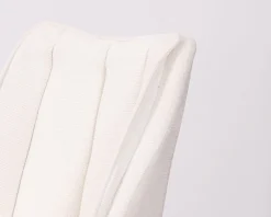 Lot de 2 chaises de repas en tissu blanc et pied pivotant en métal 