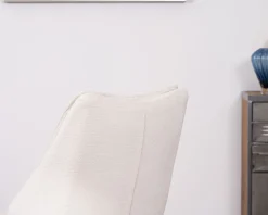 Lot de 2 chaises de repas en tissu blanc et pied pivotant en métal 