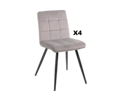 Lot de 4 chaises de repas grises et noires 