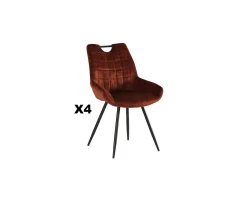 Lot de 4 chaises de table vintages noires et rouilles "Dina" Casita