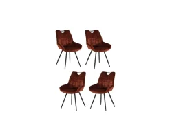 Lot de 4 chaises de table vintages noires et rouilles 