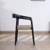 Lot de 2 chaises design en bois noir et assise jute tressée "Vogue"
