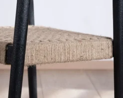 Lot de 2 chaises design en bois noir et assise jute tressée 