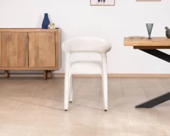 Lot de 2 chaises design et confortables en tissu bouclettes blanc "Amarello"