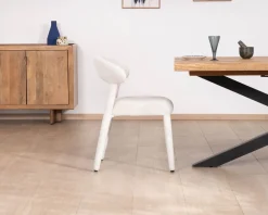 Lot de 2 chaises design et confortables en tissu bouclettes blanc 