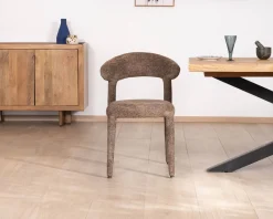 Lot de 2 chaises design recouvrement intégral en tissu bouclettes marron "Amarello"