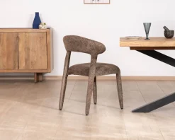 Lot de 2 chaises design recouvrement intégral en tissu bouclettes marron 