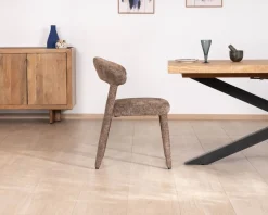 Lot de 2 chaises design recouvrement intégral en tissu bouclettes marron 