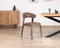 Lot de 2 chaises design recouvrement intégral en tissu bouclettes marron 
