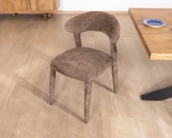 Lot de 2 chaises design recouvrement intégral en tissu bouclettes marron 