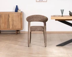 Lot de 2 chaises design recouvrement intégral en tissu bouclettes marron 