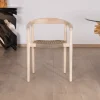 Lot de 4 chaises en teck naturel et assise tressée "Tiska"