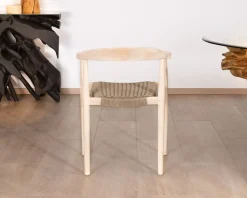 Lot de 4 chaises en teck naturel et assise tressée "Tiska"