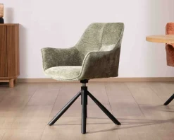 Lot de 2 chaises en tissu vert 