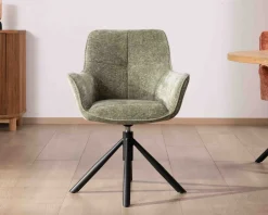 Lot de 2 chaises en tissu vert 