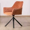 Lot de 2 chaises en tissu terracotta "Ewing" avec accoudoirs sur pied métal rotatif