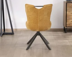 Lot de 2 chaises en tissu jaune moutarde sur pied rotatif en métal "Biorg" style rétro