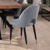 Lot de 2 chaises en tissu bleu clair et pieds métal laqué noir "Vermont"