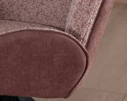 Lot de 2 chaises en tissu bi-matière prune "Eddy" avec accoudoirs sur pied métal pivotant