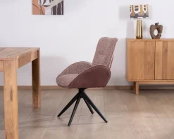 Lot de 2 chaises en tissu bi-matière prune 