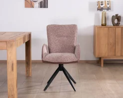 Lot de 2 chaises en tissu bi-matière prune 
