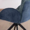 Lot de 2 chaises en tissu bi-texturé bleu foncé "Eddy" avec accoudoirs et pied métal pivotant