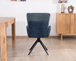 Lot de 2 chaises en tissu bi-texturé bleu foncé 