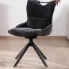 Lot de 2 chaises en tissu gris sur pied tournant en métal "Biorg" style rétro