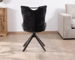 Lot de 2 chaises en tissu gris sur pied tournant en métal 