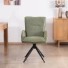Lot de 2 chaises en tissu vert doux "Eddy" avec accoudoirs et pied métal pivotant