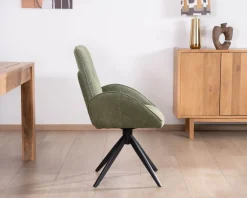 Lot de 2 chaises en tissu vert doux 