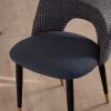 Lot de 2 chaises en tissu bleu foncé et pieds métal laqué noir "Vermont"