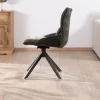 Lot de 2 chaises en tissu vert sur pied rotatif en métal "Biorg" style rétro