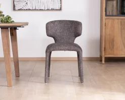 Lot de 2 chaises en tissu chiné gris foncé “Milano” revêtement intégral esprit design