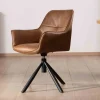Lot de 2 chaises enveloppantes sur pied rotatif "Ritchey" tissu microfibre havane