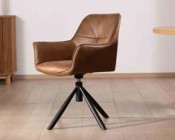 Lot de 2 chaises enveloppantes sur pied rotatif "Ritchey" tissu microfibre havane