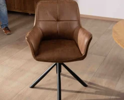 Lot de 2 chaises enveloppantes sur pied rotatif "Ritchey" tissu microfibre havane