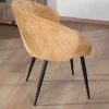 Lot de 2 chaises enveloppantes en tissu jaune et pieds métal noirs "Kandy"