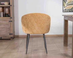 Lot de 2 chaises enveloppantes en tissu jaune et pieds métal noirs 
