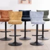 Lot de 2 chaises hautes en tissu moutarde "Topley" assise réglable en hauteur