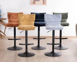 Lot de 2 chaises hautes en tissu moutarde "Topley" assise réglable en hauteur
