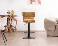 Lot de 2 chaises hautes en tissu moutarde "Topley" assise réglable en hauteur