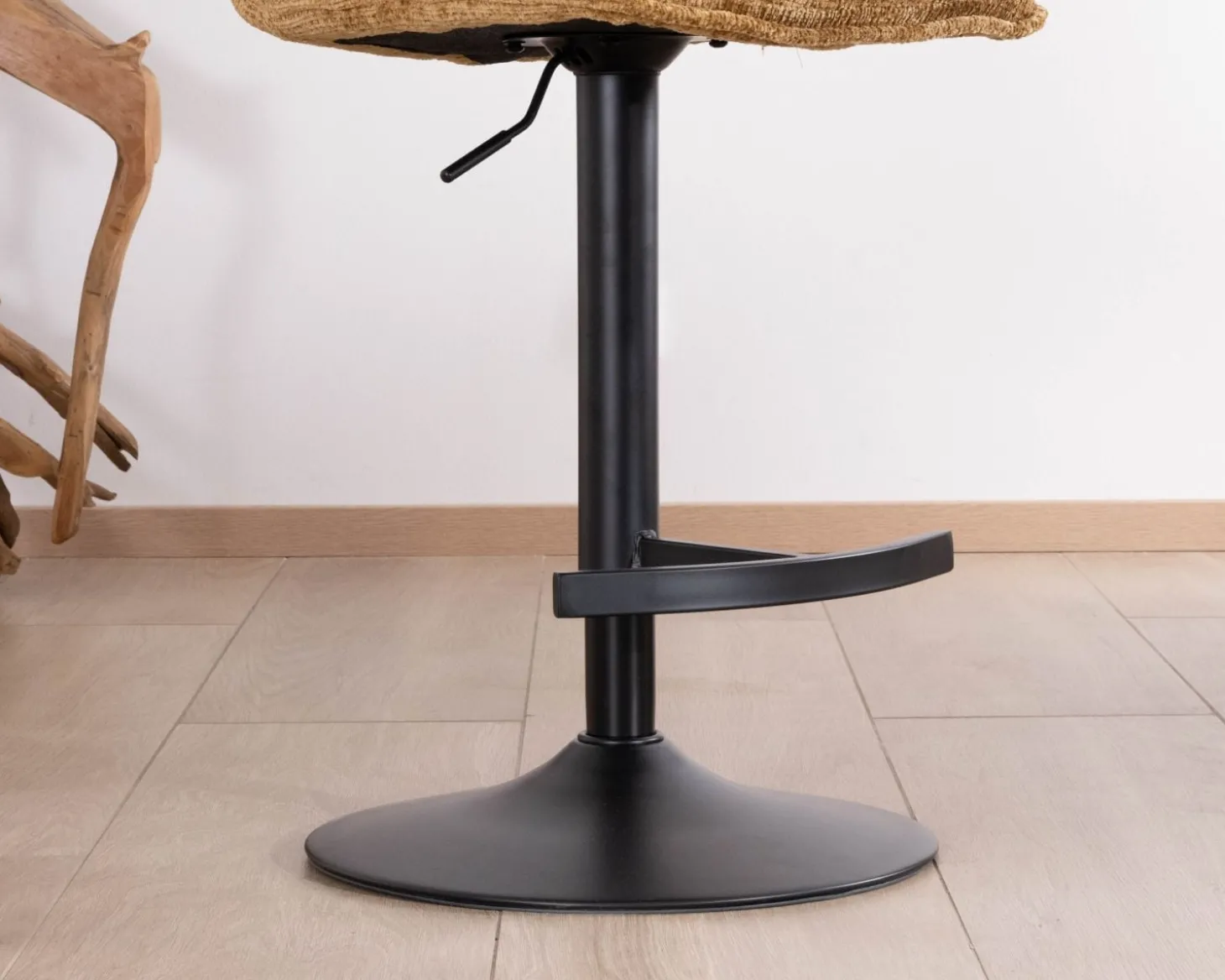 Lot de 2 chaises hautes en tissu moutarde "Topley" assise réglable en hauteur