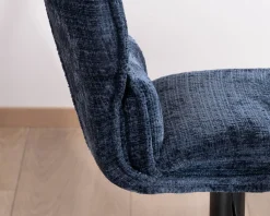 Lot de 2 chaises hautes matelassées réglables en hauteur "Topley" tissu coloris bleu nuit