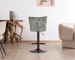 Lot de 2 chaises hautes réglables en hauteur "Topley" confort matelassé en velours vert sauge