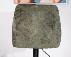 Lot de 2 chaises hautes réglables et pivotantes en velours vert kaki "Zoung" pied métal noir