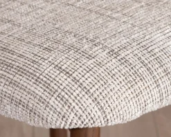 Lot de 2 chaises mi-hauteur rétro en tissu tramé beige et marron "Arpège" pieds métal aspect noyer