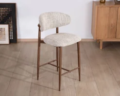 Lot de 2 chaises mi-hauteur rétro en tissu tramé beige et marron 